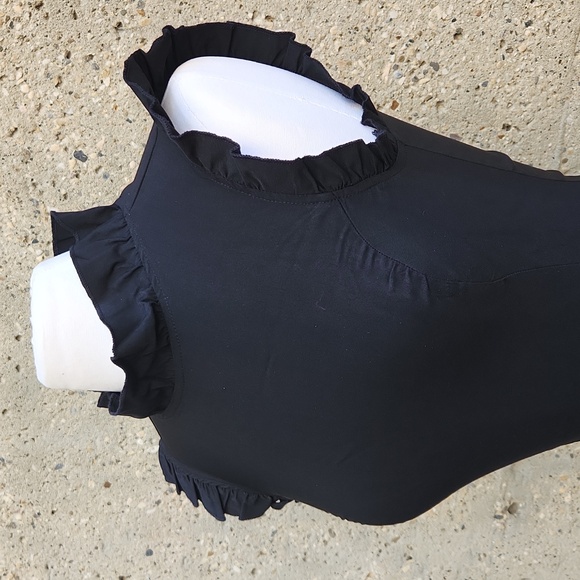 Unique Vintage Black ruffle top - Picture 4 of 16